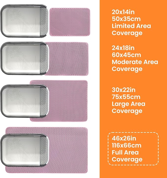 Jumbo Cat Litter Mat, 46x26 Inches Double Layer Honeycomb Litter Trapping Mat - Image 9
