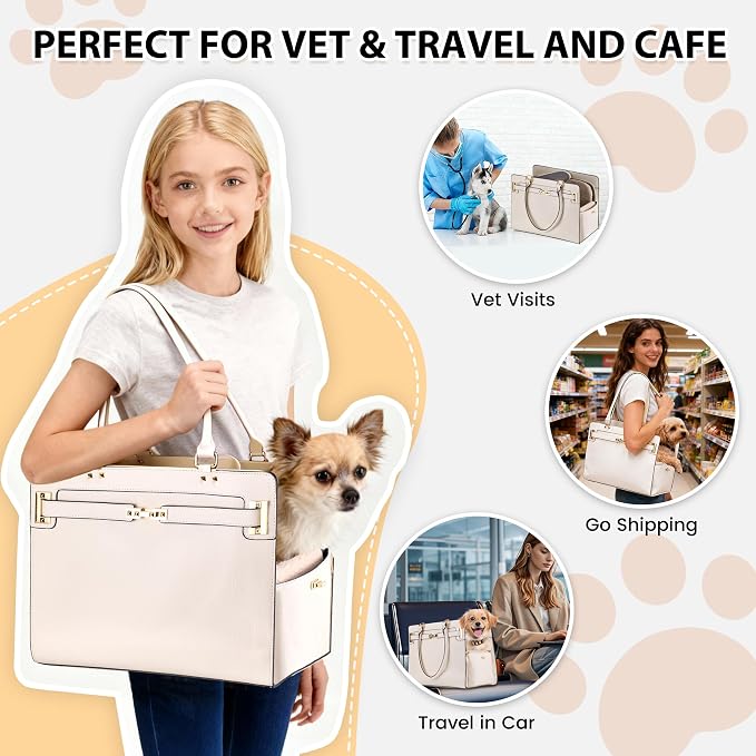 Dog Purse Carrier for Small Dogs, Stylish Foldable Pet Carrier Purse Tote Bag - Image 3