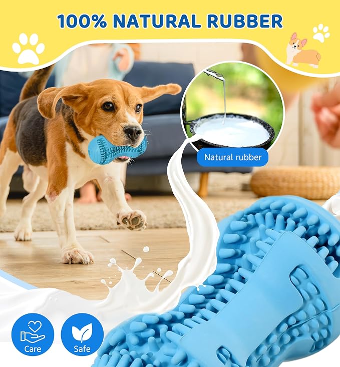 Durable Dog Chew Toy for Teeth Cleaning, Natural Rubber Dental Toy for Small - Image 2