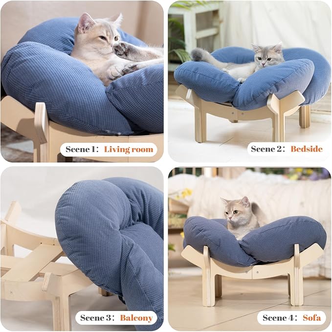 CHEERHOME PETS Elevated Cat Bed Wooden - Image 8