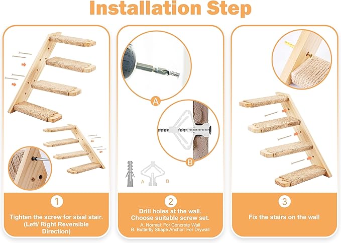 Strong Cat Shelves Stairs for Wall Mounted, 1P Cat Shelf& 2PCS 4 Steps Stairway - Image 3