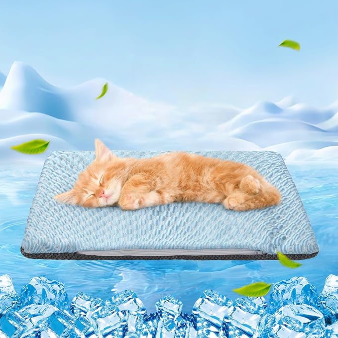 BEAUTYZOO Cooling Mat for Cats & Dogs -20" X 12" Ice Silk Cat Cooling Mat by BEAUTYZOO