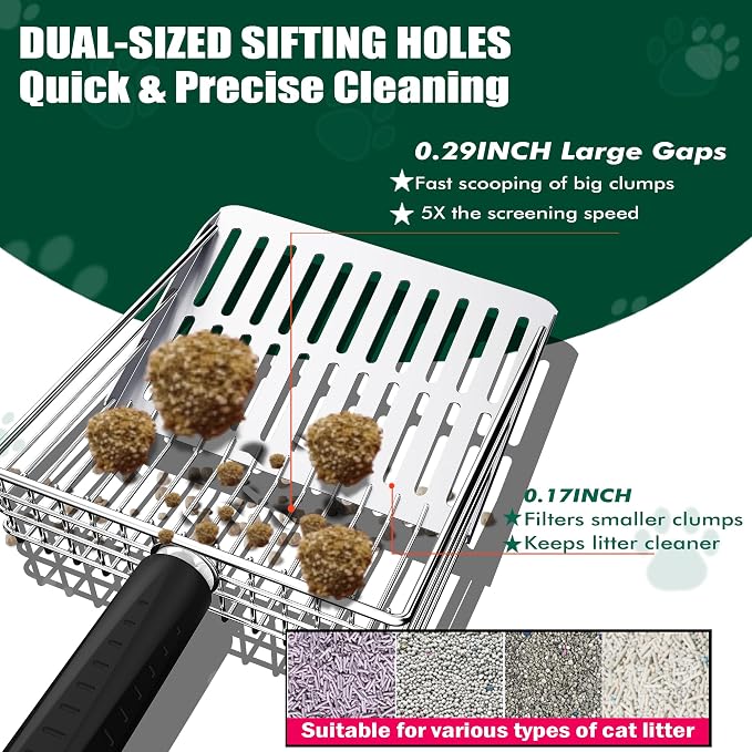 XIAOXINGYUN Stainless Steel Cat Litter Scoop, Metal Cat Litter Scooper - Image 3