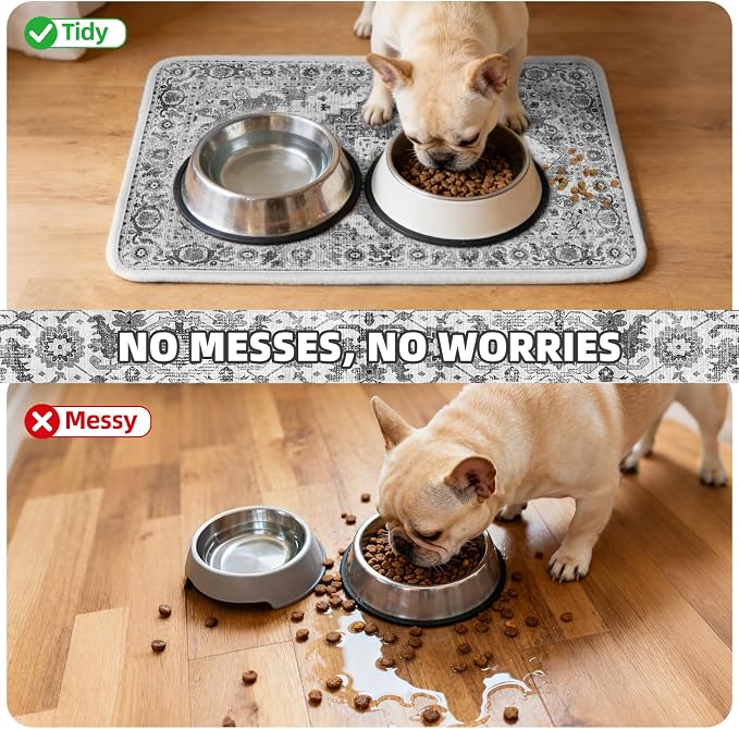 PUPTECK Dog Food Mat, Absorbent Pet Feeding Bowl Mat, Non-Slip Dog Mat - Image 5