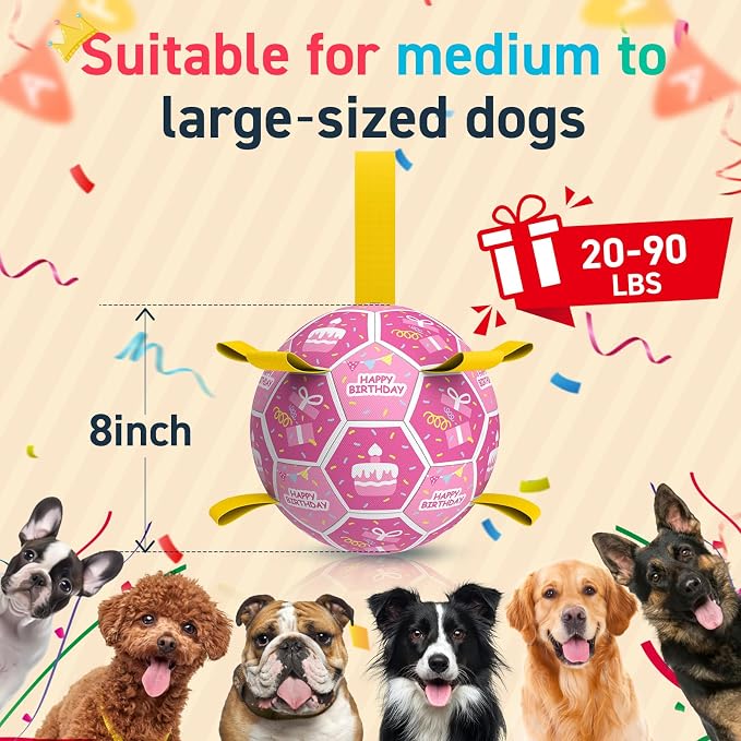 QDAN Dog Birthday Toys, Squeaky Dogs Toys, Dog Soccer Ball - Image 8