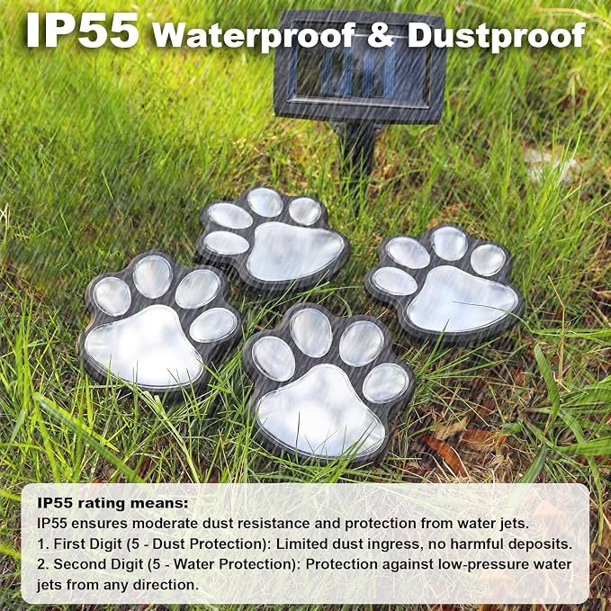 Animal Paw Print Solar Lights Outdoor Garden Decor, 4 Pack Paw Print Lights - Image 3