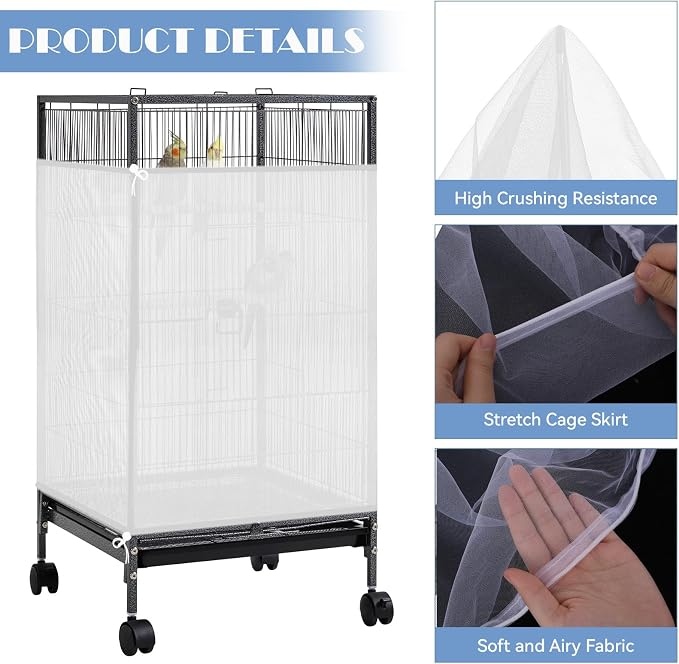 Large Bird Cage Seed Catcher, 31 x 118 inches Adjustable Large Bird Cage Cover - Image 3