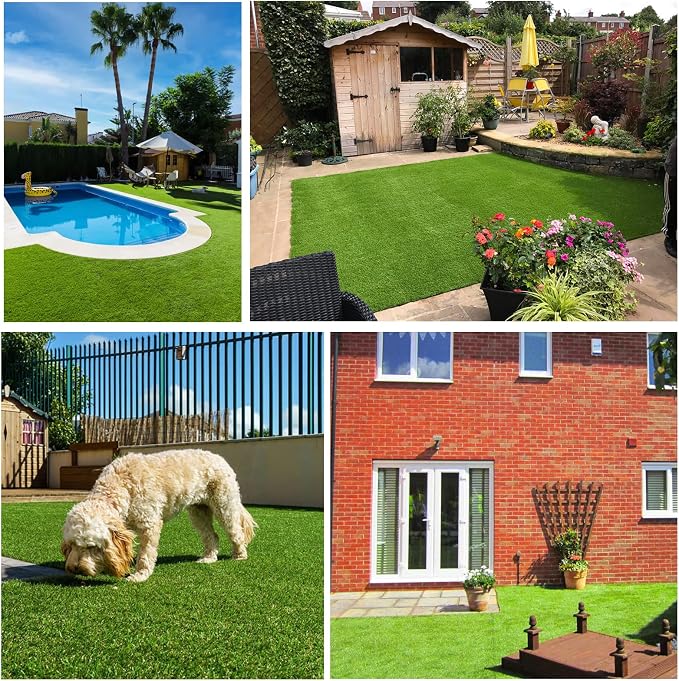 Artificial Grass Rug Outdoor Indoor 14FTX49FT Fake Grass Carpet Green Synthetic - Image 8