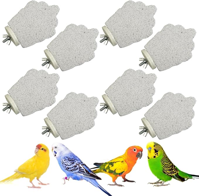 PINVNBY 8 PCS Bird Perches Calcium Parrot Perch Stand Bird Beak Grinding Stone by PINVNBY