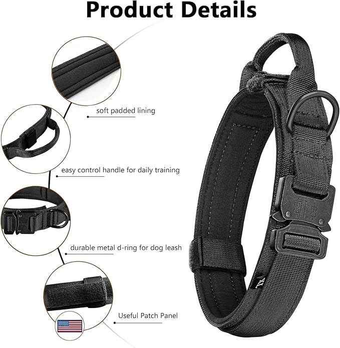 DAGANXI Tactical Dog Collar Leash Set, Adjustable Military Training Nylon Dog