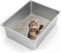 Kirecoo Stainless Steel Cat Litter Box XL- Metal High Sided Cat Pan, Large by Kirecoo