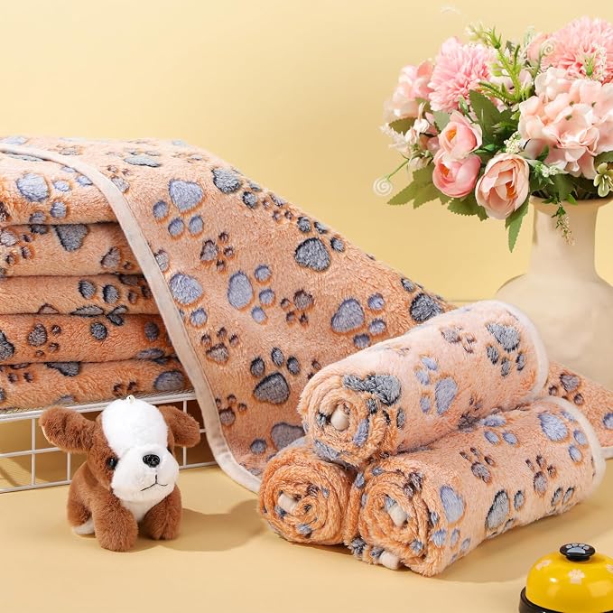 Chumia 40 Pcs Blankets Soft Fluffy Fleece Washable Pet Dog Sleep mat Paw Print - Image 4