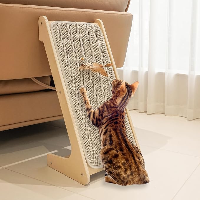 PETKARAY Cat Scratcher, Sisal Cat Scratching Ramp, L Shape Scratch Board by PETKARAY