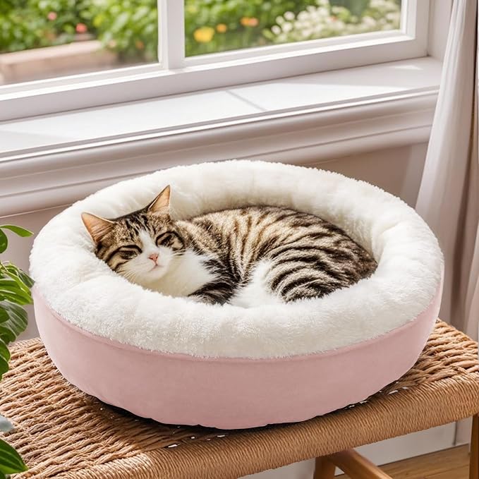 Love's cabin Round Donut Cat and Dog Cushion Bed, 20in Pet Bed - Image 8