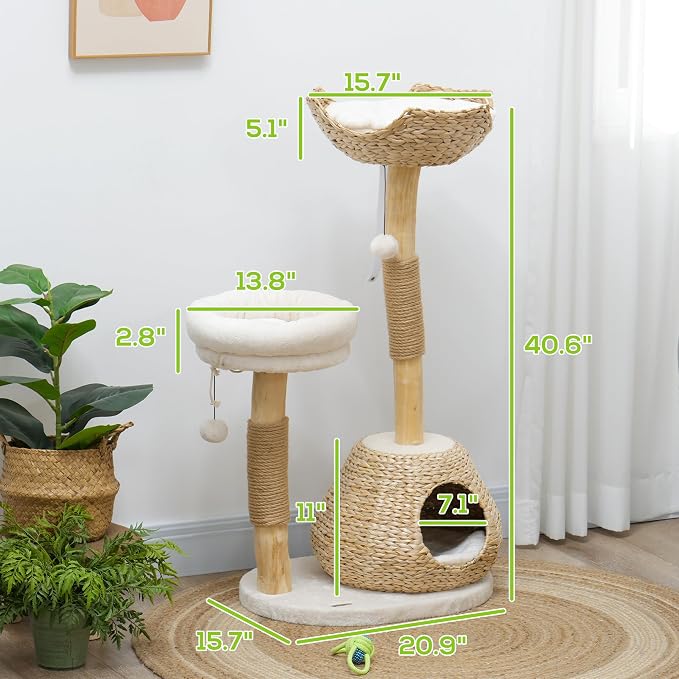 PawHut Cat Tree for Indoor Cats, Luxury Condo, Beds & Toby Balls, Kitten - Image 7