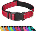 Reflective Dog Collar, Adjustable Soft Neoprene Padded Nylon Pet Collars by PWOD