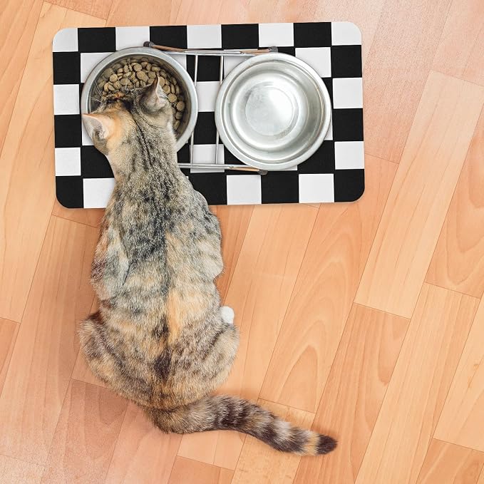 Checkered Dog Food mat, Non-Slip Sole Absorbent Dog and Water Bowl mat - Image 7