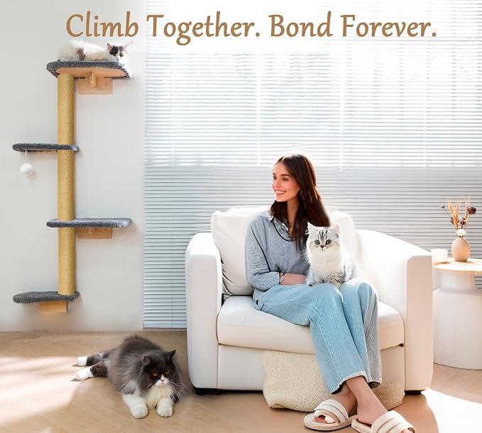 Wall Mounted Cat Wall Shelves and Climbing Tree - Image 2