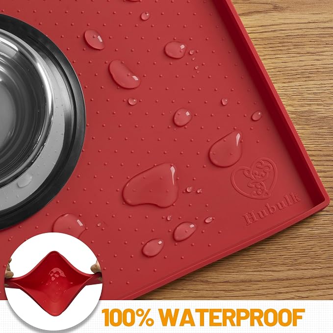 Hubulk Dog Feeding Mat, 100% Waterproof Food Grade Silicone Pet Food and Water - Image 4