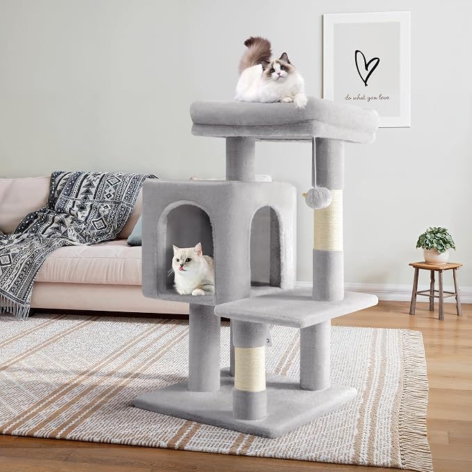 Allewie 29 Inches Cat Tree Tower/Plush Perches Platform/Condo/House/Sisal - Image 2