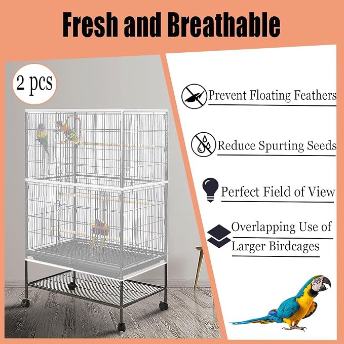 Bird Cage Seed Catcher, Large Birdcage Net Cover, Bird Cage Accessories - Image 3