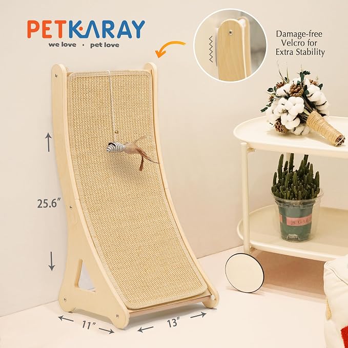 PETKARAY Curved Cat Scratcher, Sisal Kitty Scratching Ramp, L Shape Scratch Pad - Image 6