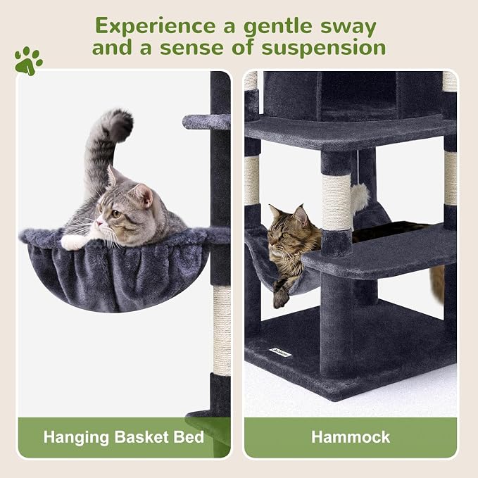 Globlazer Corner Cat Tree for Large Cats, 66inch Tall Curved Series Large Cat - Image 5