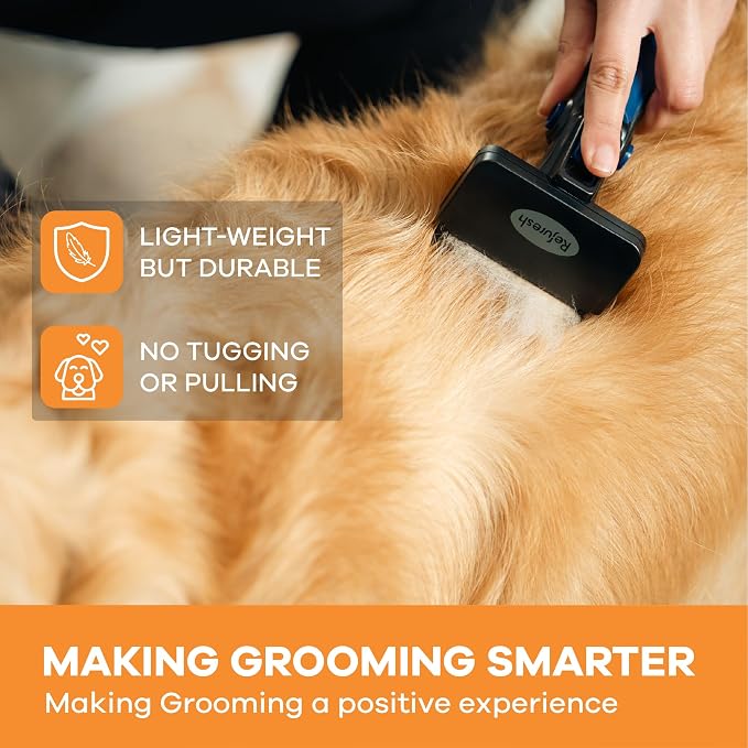 Deshedding Dog Brush for Long Hair – Gentle Deshedding Tool for Dogs & Cats – - Image 2