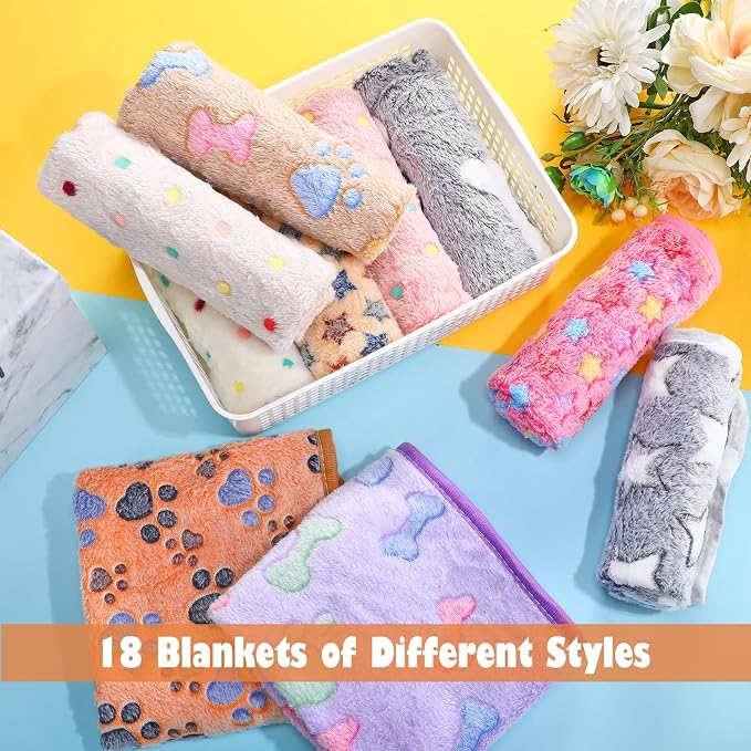 Chumia 18 Pcs Fleece Puppy Blanket Bulk, Soft Warm Pet Blanket - Image 4