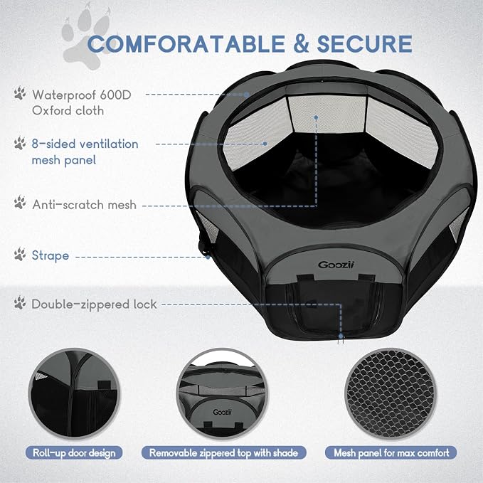 Portable Dog Playpen for Medium Dogs, Collapsible Pet Cat Kitten Puppy Playpen - Image 5