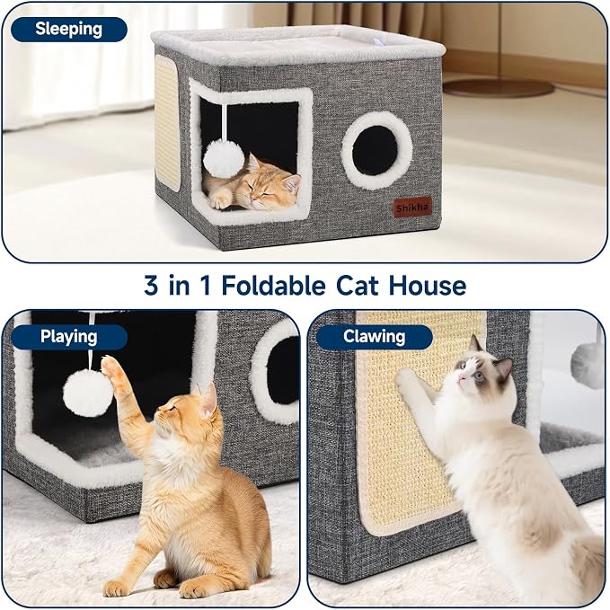 Shikha Cat Beds for Indoor Cats, Large Cat Cave - Image 5