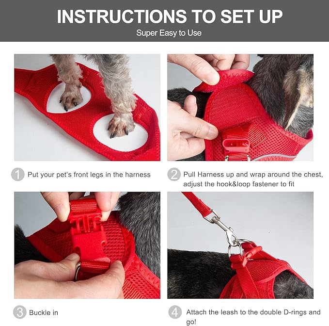 Fida Comfy Dog Harness with Leash, Soft Puppy Vest Escape Proof, Breathable - Image 5