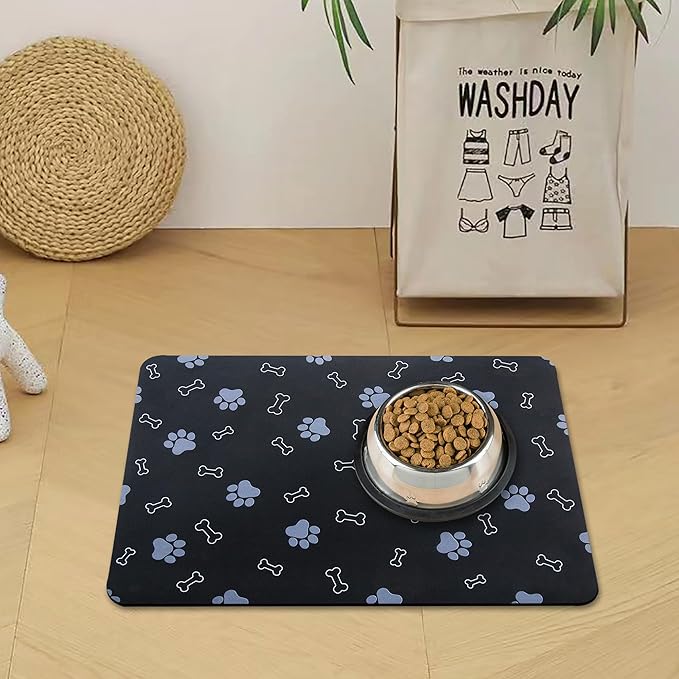 Pet Cat Dog Food Non Slip Mat for Water Bowl, Quick Dry Absorbent Feeding Mat by EP+Jeans
