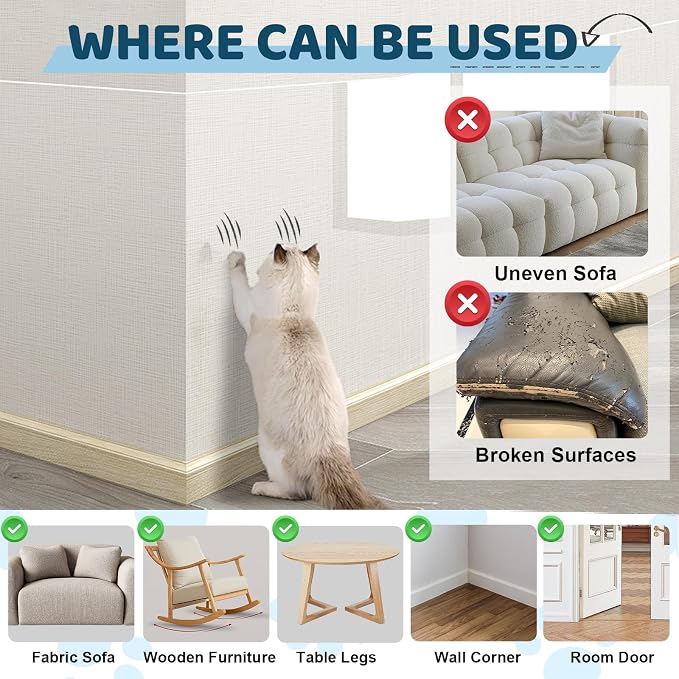 Cat Scratch Furniture Protector, Cat Scratching Mat, Trimmable Self-Adhesive - Image 4