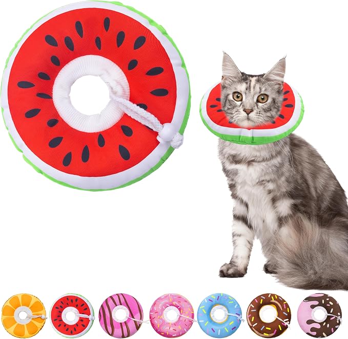 Cat Cone Collar Soft, Adjustable Cat Recovery Collars Kitten Cones to Stop by Seyezo