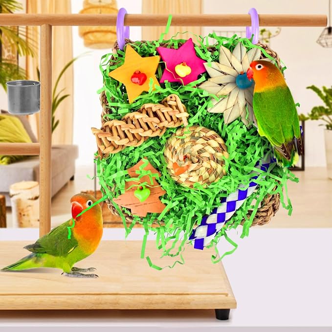 KATUMO Bird Toys, Parakeet Grass Mat Toys Parrot Foraging Shredding - Image 7