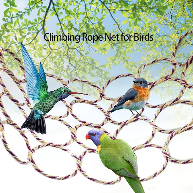 BNOSDM 2 Packs Bird Hemp Rope Net Swing Climbing Rope Net - Image 2
