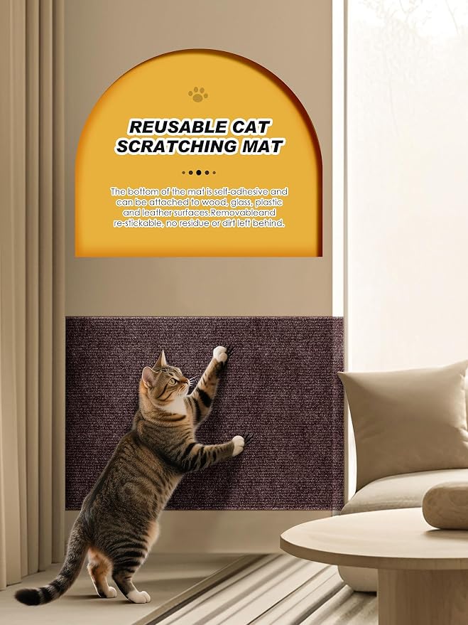 78.7"x15.8" Cat Scratch Mat, Trimmable Self-Adhesive Carpet, DIY Climb Cat - Image 5