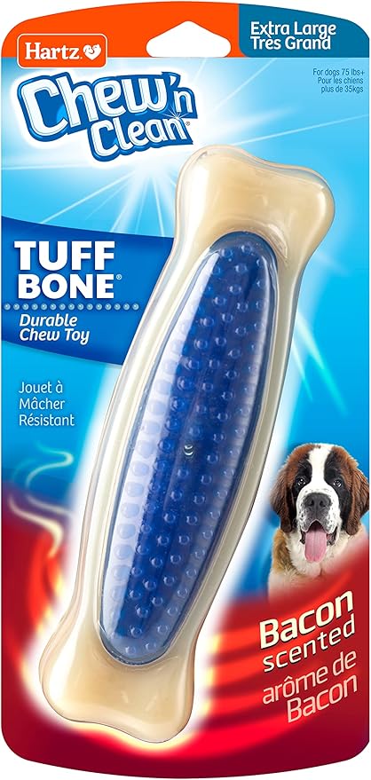 Hartz Chew 'N Clean Tuff Bone Bacon Scented Dental Dog Chew Toy by Hartz