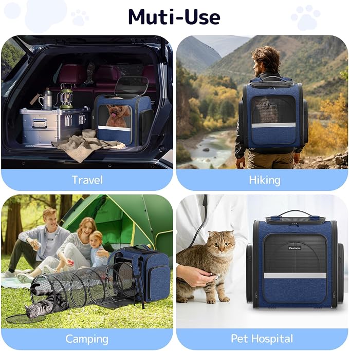 Cat Carrier Backpack with Detachable Play Tunnel, 2 in 1 Cat Tunnel Backpack - Image 6