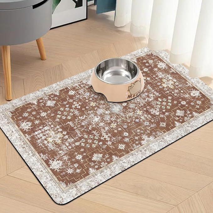 Pet Food Mats for Floor, Absorbent Dog Mat for Food and Water Dispenser Mat - Image 2