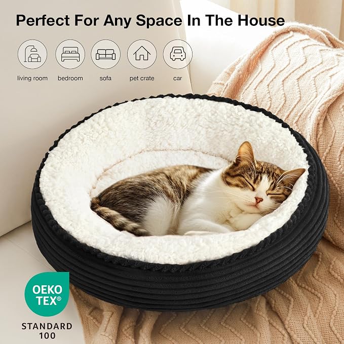 Love's cabin Round Donut Cat and Dog Cushion Bed, 20in Pet Bed - Image 6
