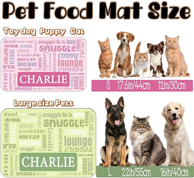 Personalized Dog Cat Food Mat Waterproof Non Slip Pet Bowl Name Mat Absorbent - Image 3