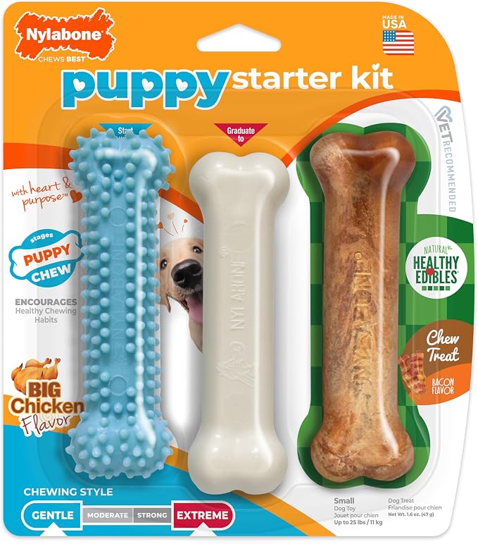 Nylabone New Puppy Starter Kit, Chew Toys & Natural Chew Treat - Image 9