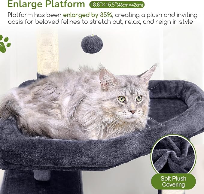 Globlazer Extra Large Platform Cat Tree, 65in Sturdy Cat Scratching Tree - Image 2