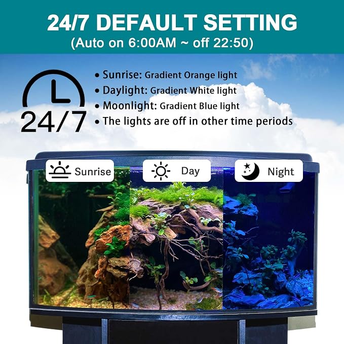 hygger 24/7 Mode Submersible Aquarium LED Light, Full Spectrum Hidden Fish Tank - Image 3