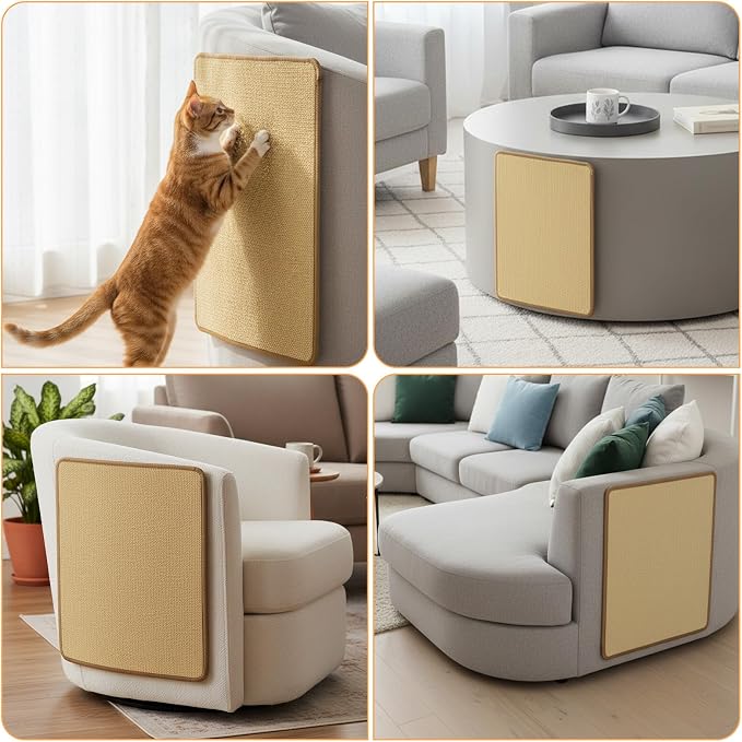 4 Pack Cat Scratcher Mat, Fabric Sisal Cat Scratching Pad - Image 7