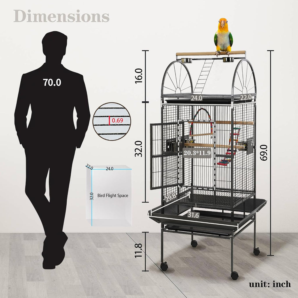 69 Inch Large Bird Flight Cage with Birdcage Cover - GlobalHabitat Supply