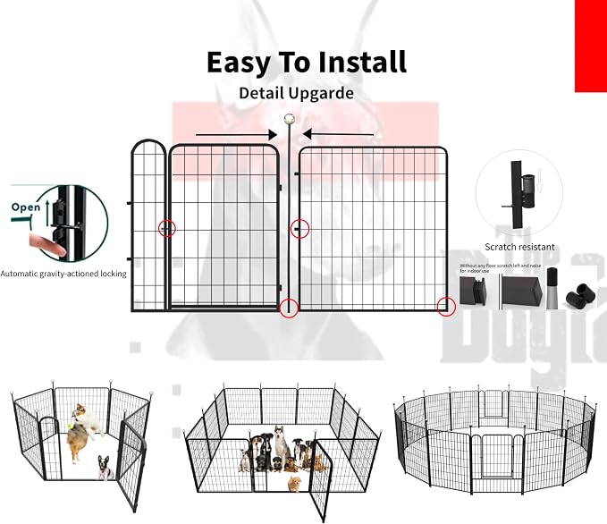 Dog Play Pen Indoors/Outdoor, 12 Panels Dogs Pen Play Pen - Image 6