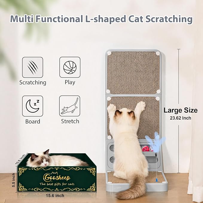 Cat Scratching Post Cat Scratching Board, 2-in1 L Shaped Cats Cardboard - Image 4